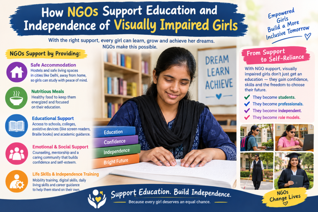 NGOs supporting visually impaired girls through education and accommodation